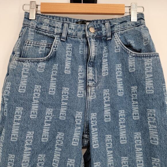 ASOS Reclaimed Vintage Women's‎ High Rise 90s Monogram Print Dad Jeans Size 26 - Picture 4 of 14